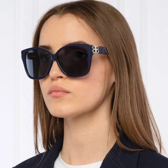 サングラス BALENCIAGA Woman Sunglasses Blue BB0353S 004 Balenciaga Sunglasses Mirrored Lenses Women Blue – Bluefly